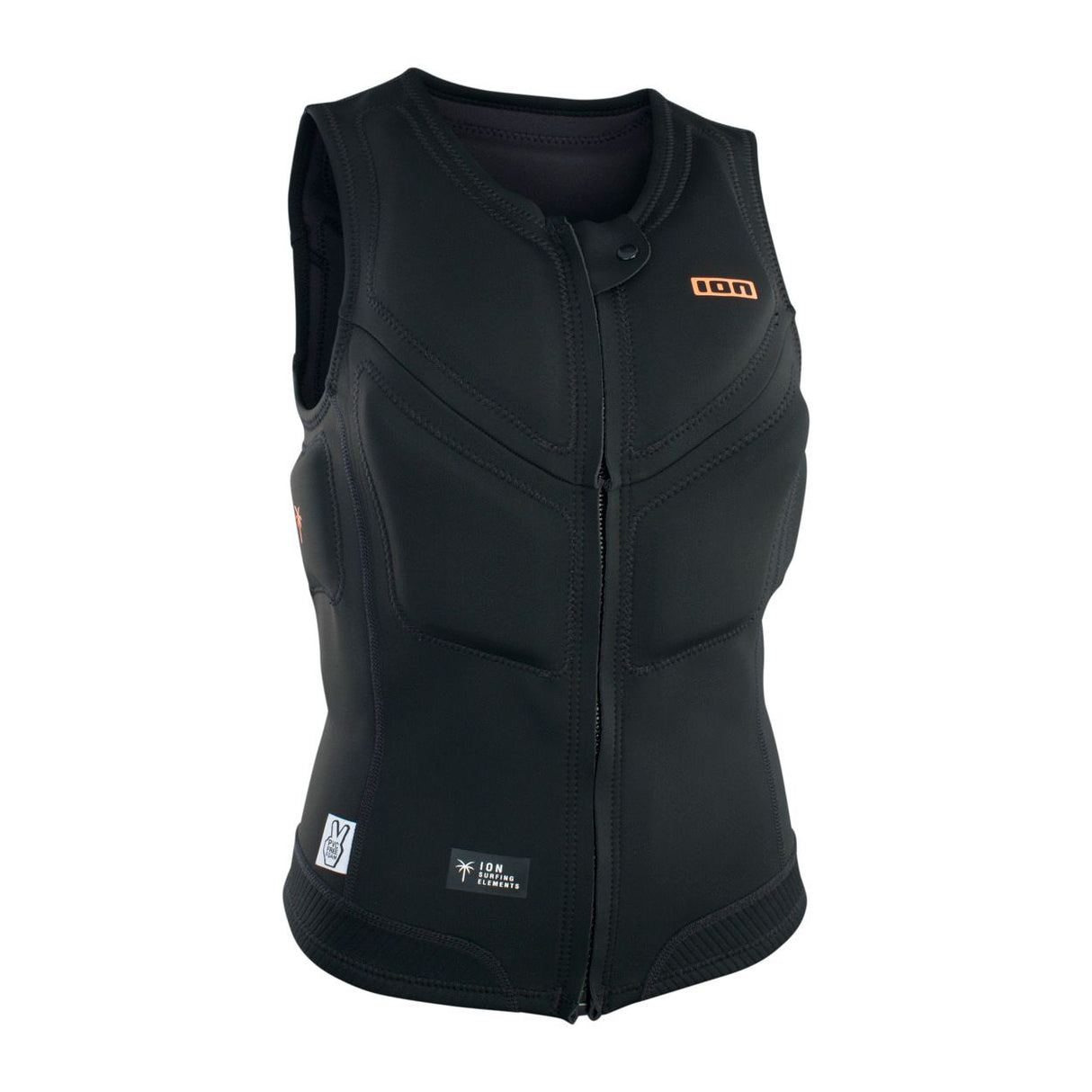 ION Ivy Weste Front Zip 2026 schwarz, Neopren-Schutzweste mit Frontverschluss, Frontansicht