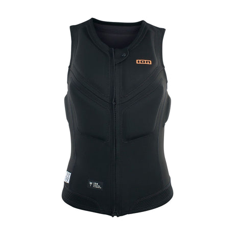ION Ivy Weste Front Zip 2026, schwarze Neoprenweste mit Frontreißverschluss, Frontansicht