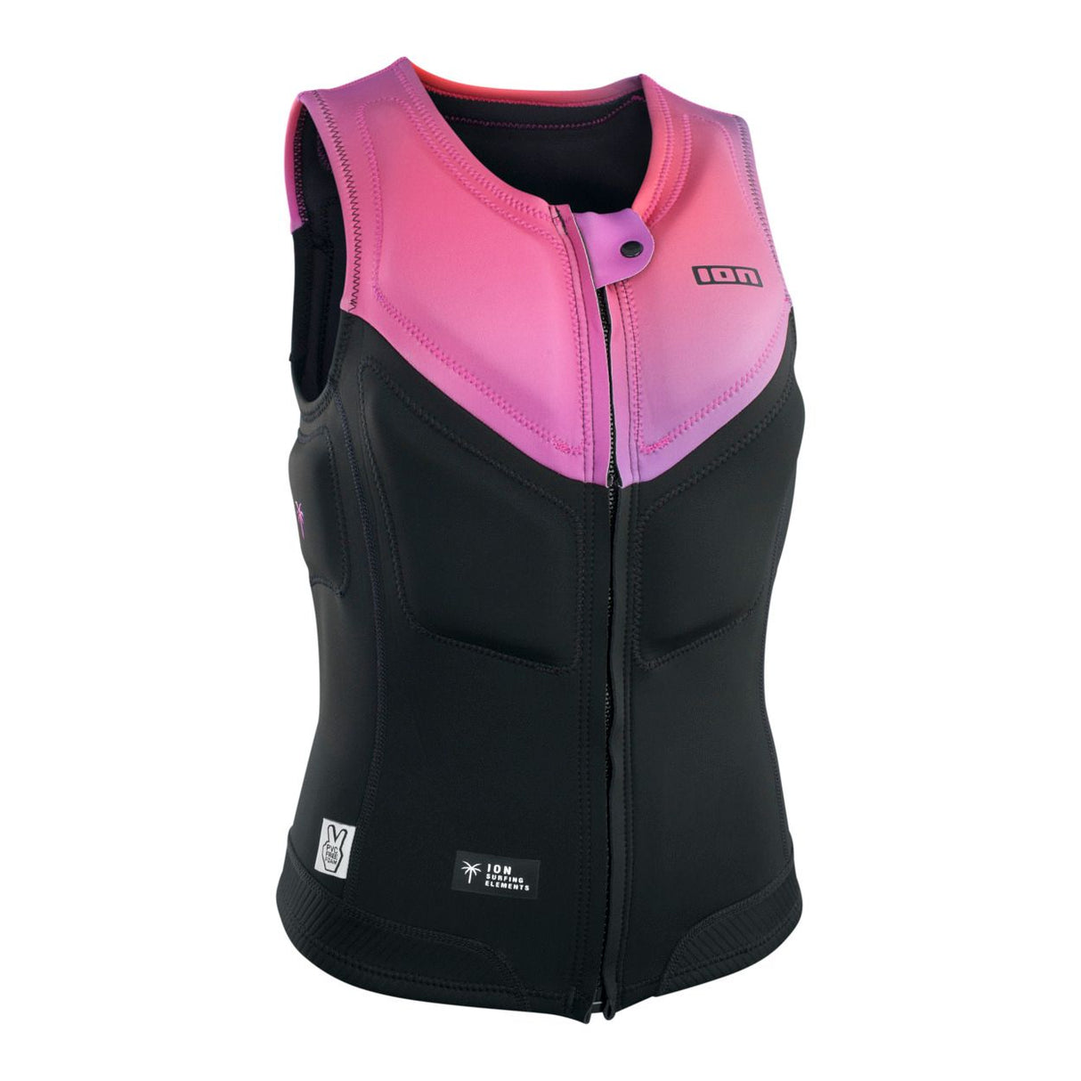 ION Ivy Weste Front Zip 2026 in Pink und Schwarz, Neopren-Weste mit Frontreißverschluss, Vorderansicht