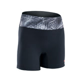 ION Neo Shorts 2026 schwarz mit gemustertem Bund, Neopren-Badeshorts Frontansicht
