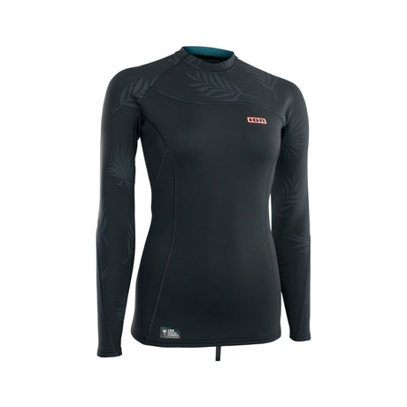 ION Neo Top 2/2 LS Damen Neoprenanzug schwarz, Langarm Wassersport Oberteil, Frontansicht