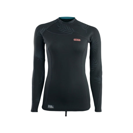 ION Neo Top 2/2 LS Damen Langarm-Neoprenshirt schwarz mit Musterprint, Frontansicht