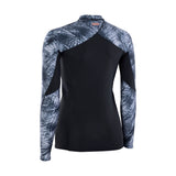 ION Neo Top 2/2 LS Damen Neoprenanzug schwarz mit grauem Batik-Muster, Langarm, Frontansicht