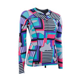 ION Neo Zip Top 1.5 2026 Neopren-Jacke mit buntem Patchwork-Muster in Pink, Blau und Schwarz, Frontansicht