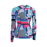 ION Neo Zip Top 1.5 Neopren-Oberteil mit farbigem Patchwork-Design in Türkis, Pink und Schwarz, Frontalansicht
