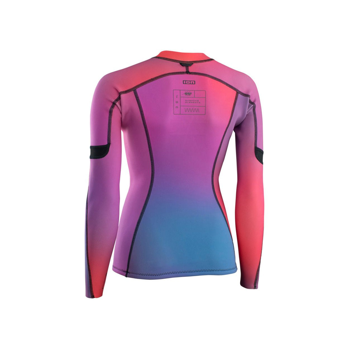 ION Neo Zip Top 1.5 2026 Neopren-Oberteil in Pink-Blau-Farbverlauf, Rückenansicht mit Reißverschluss