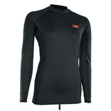 ION Thermo Top LS Damen schwarz, Langarmshirt aus Thermomaterial, Frontansicht mit Orange-Logo-Label