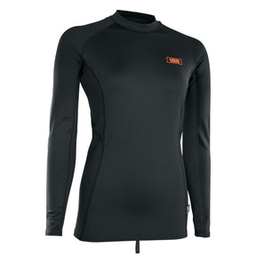 ION Thermo Top LS Damen schwarz, Langarmshirt aus Thermomaterial, Frontansicht mit Orange-Logo-Label