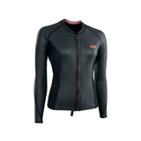 ION Neo Zip Top 2/1 LS Skin Damen, schwarze Neopren-Jacke mit Reißverschluss, Vorderansicht