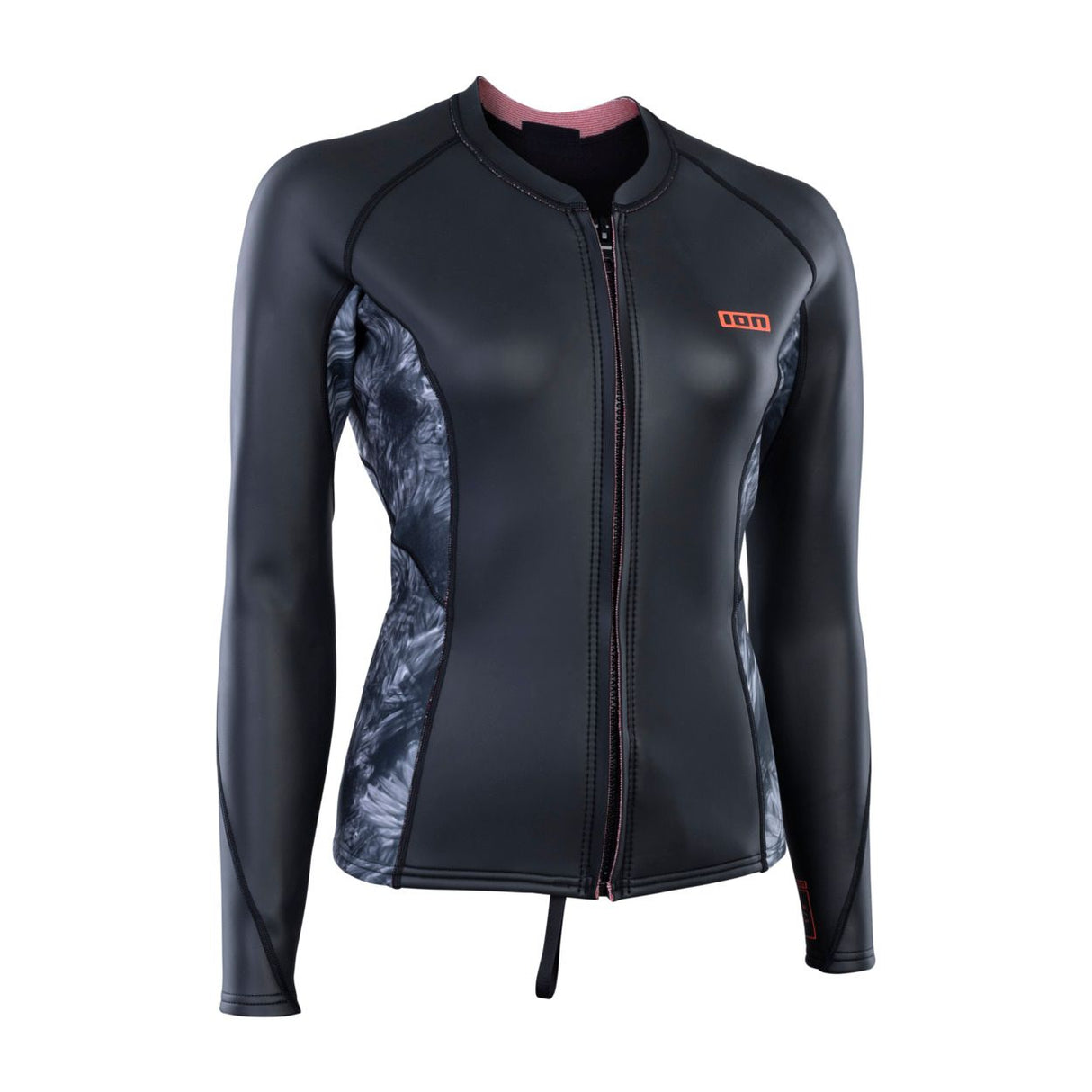 ION Neo Zip Top 2/1 LS Skin Damen schwarz mit Reißverschluss, Langarm Neoprenanzug Frontansicht