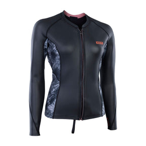 ION Neo Zip Top 2/1 LS Skin Damen schwarz mit Reißverschluss, Langarm Neoprenanzug Frontansicht