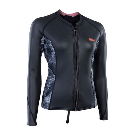 ION Neo Zip Top 2/1 LS Skin Damen schwarz mit Reißverschluss, Langarm Neoprenanzug Frontansicht