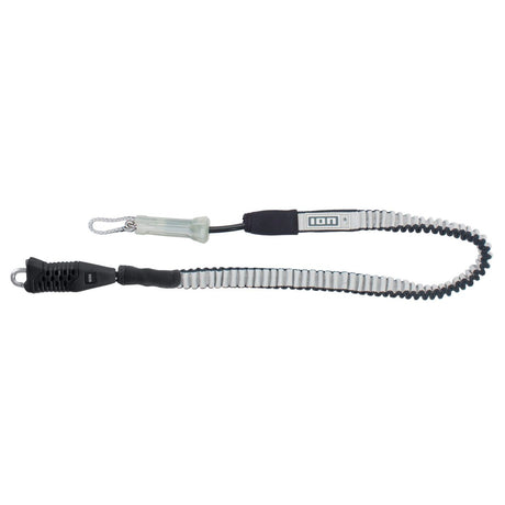 ION Amp Long 2026 Trapez-Leash mit schwarz-weißem Spiralkabel und Karabinerhaken, Frontalansicht