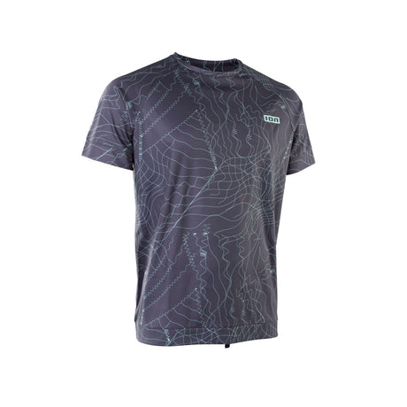 ION Wetshirt SS 2025 Kurzarm in Dunkelblau mit Topografie-Muster, Frontansicht