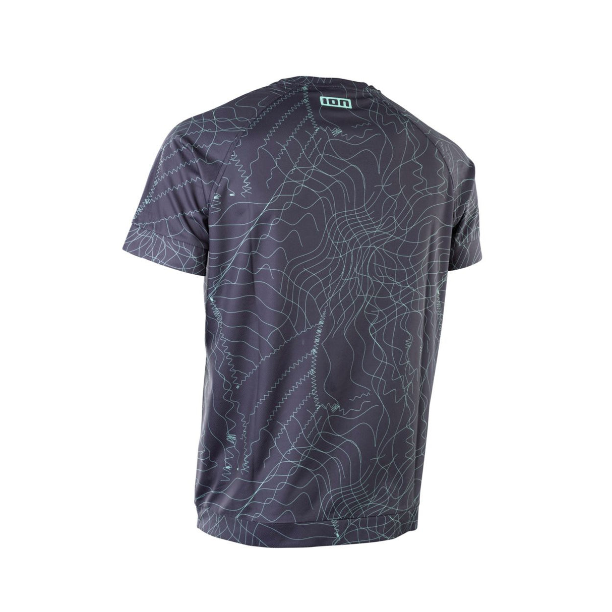 ION Wetshirt SS 2025 Kurzarm-Shirt dunkelblau mit topografischem Muster, Frontalansicht