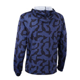 ION Wetshirt Hood Langarm Herren 2026 in Blau mit geometrischem Muster, Kapuze und langen Ärmeln, Frontansicht