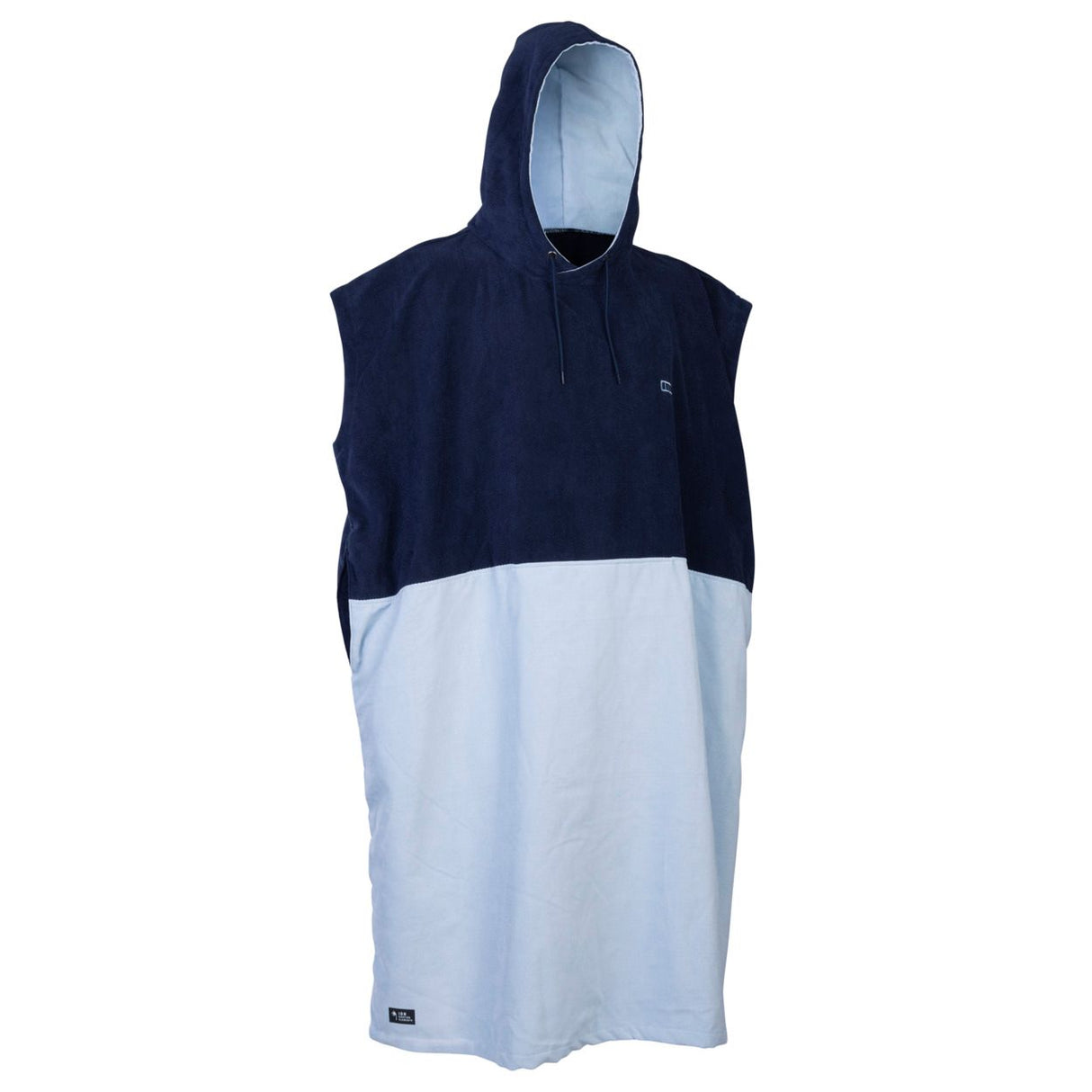 ION Poncho Select Bamboo Herren dunkelblau weiß Farbblock mit Kapuze Vorderansicht