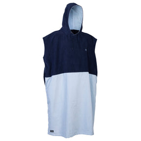 ION Poncho Select Bamboo Herren dunkelblau weiß Farbblock mit Kapuze Vorderansicht