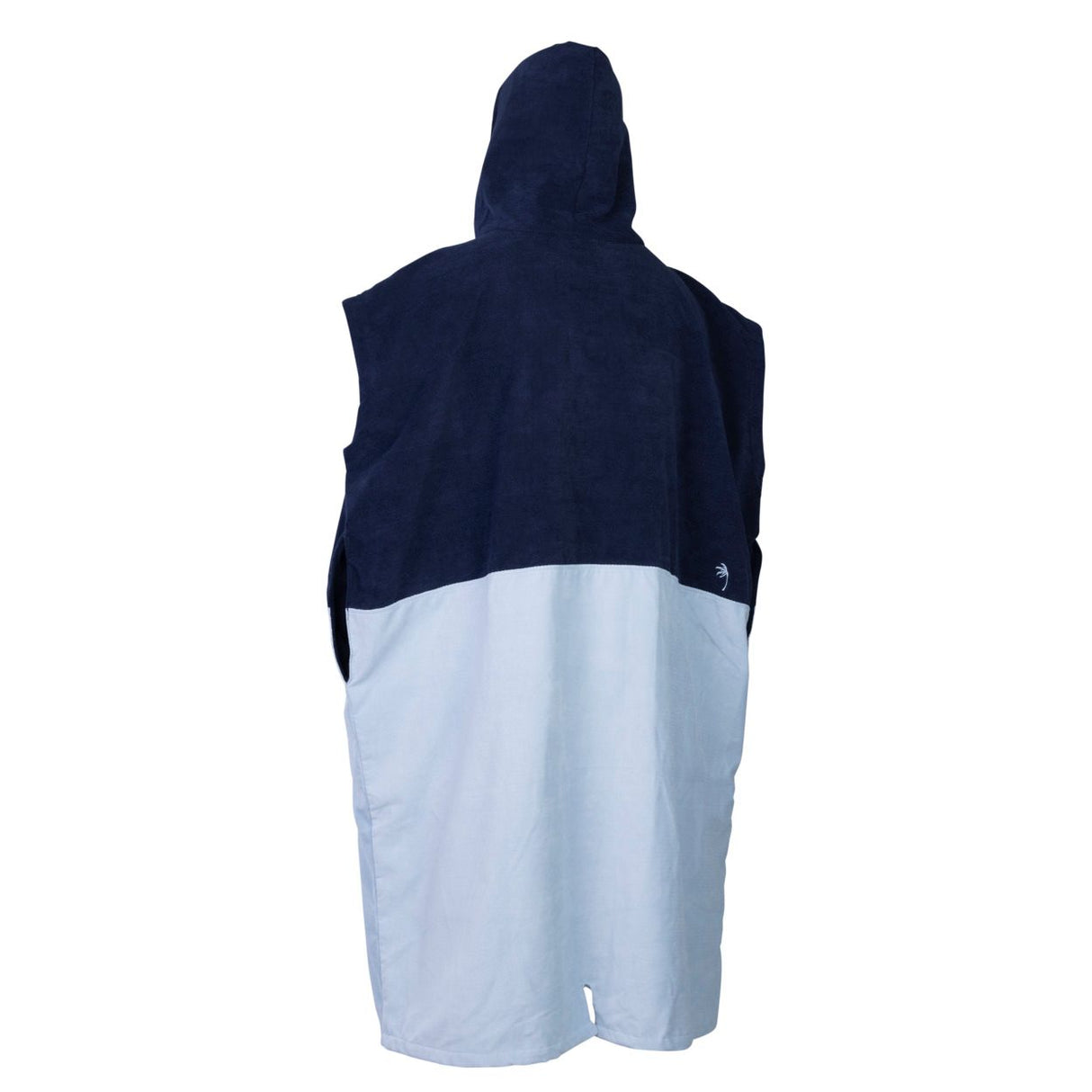ION Poncho Select Bamboo Herren 2026, Dunkelblau-Hellblau, Rückansicht, mit Kapuze und Bamboo-Material