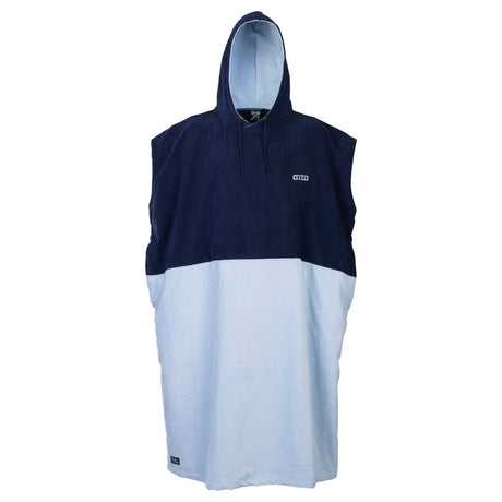 ION Poncho Select Bamboo Herren Dunkelblau Hellblau Frontansicht mit Kapuze