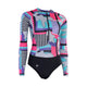 ION Bottom Swimsuit LS women 2024, mehrfarbiges Muster mit Pink und Türkis, Langarm, Frontalansicht