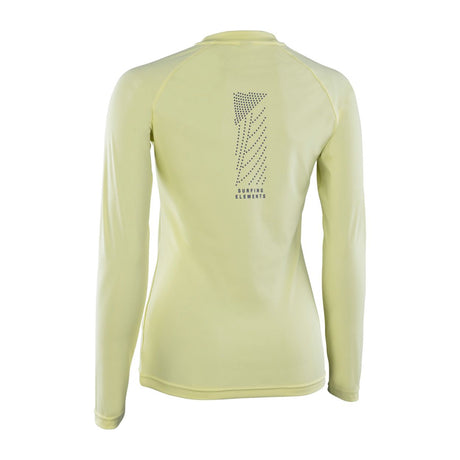 ION Damen Rashguard Langarm in Hellgelb mit Rückendruck, Rückansicht