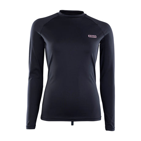 ION Damen Rashguard Langarm 2024 in Schwarz, Frontansicht, Funktionsmaterial mit Rundhalsausschnitt