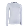 ION Damen Rashguard Langarm 2024 in Weiß, Frontansicht, UV-Schutz Funktionsshirt mit ION-Logo