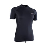 ION Rashguard SS Damen 2024 schwarzes Kurzarm-Funktionsshirt aus Neopren mit Logo, Frontansicht
