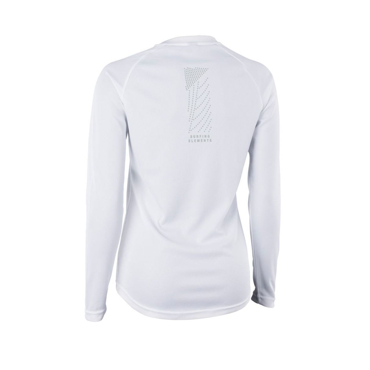 ION Wetshirt Langarm Damen 2026 weiß, Rückansicht, Funktionsmaterial mit gesticktem Logo