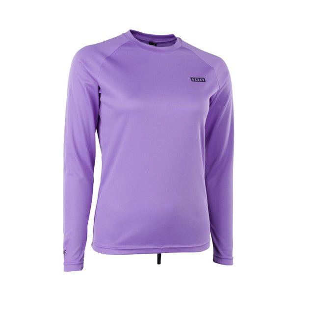 ION Wetshirt Langarm Damen 2026 in Lila, Frontansicht, langärmliges Neopren-Shirt mit ION-Logo