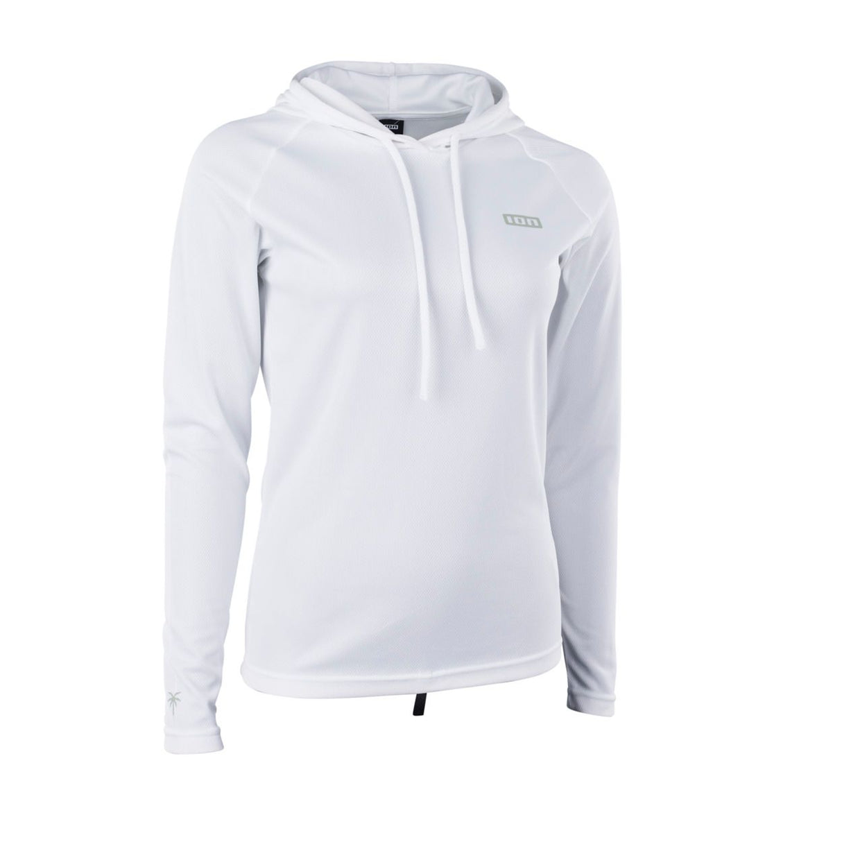 ION Wetshirt Hood LS women weiß, Langarm-Neoprenshirt mit Kapuze, Frontansicht