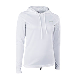 ION Wetshirt Hood LS women weiß, Langarm-Neoprenshirt mit Kapuze, Frontansicht