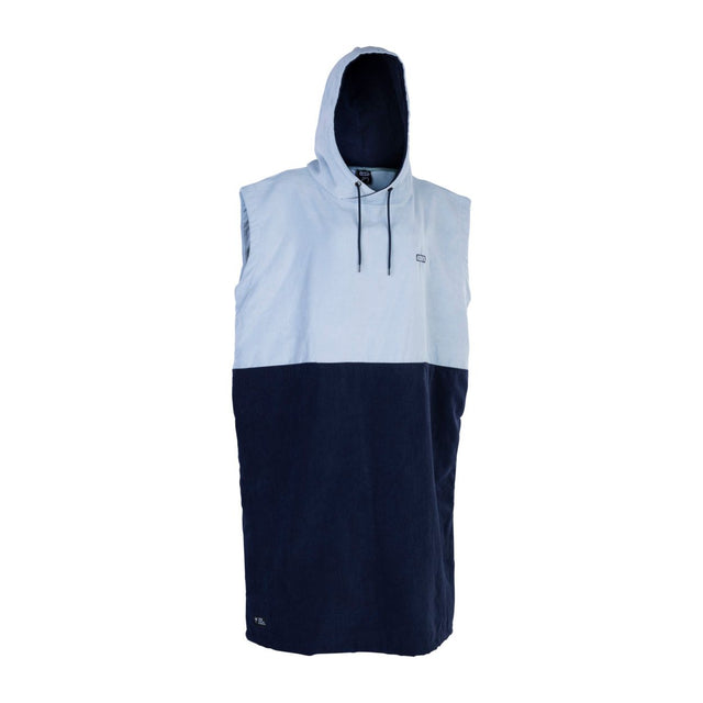 ION Poncho Select Bamboo 2026 hellblau-dunkelblau, ärmellos mit Kapuze, Frontalansicht
