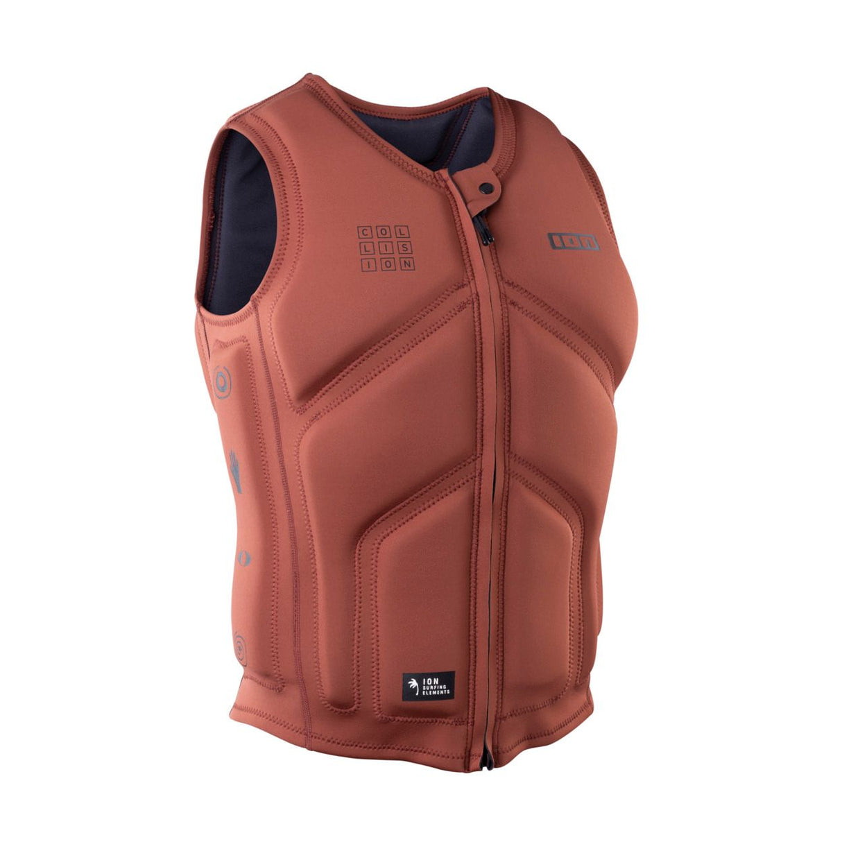 ION Collision Vest Core Front Zip 2026, Rot, Neopren, Frontreißverschluss, Frontalansicht