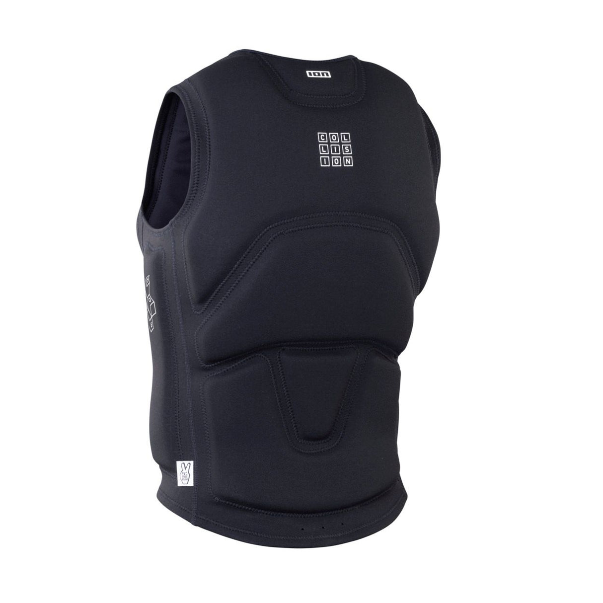 ION Collision Vest Core Front Zip 2026, schwarze Schutzweste mit Polsterung, Frontalansicht