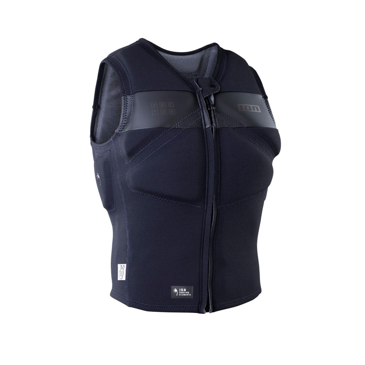 ION Vector Vest Select Front Zip 2026 in Dunkelblau mit Frontreißverschluss, Frontalansicht