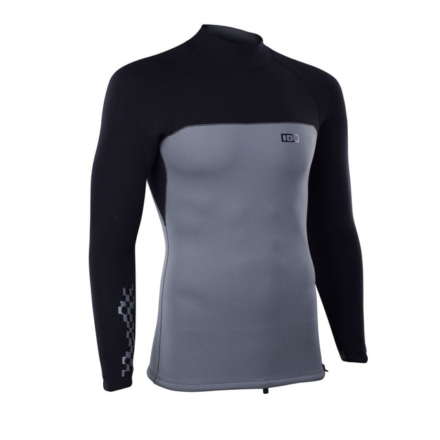 ION Neo Top 2/2 LS Herrenneoprenshirt, Schwarz-Grau, Langarm, Frontansicht