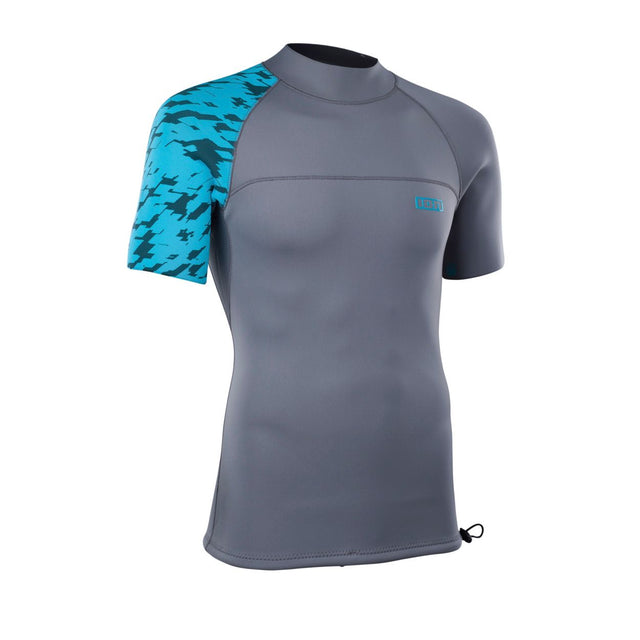 ION Neo Top 2024 Damen Kurzarm-Neoprenshirt grau blau Frontalansicht