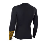 ION Neo Top 0.5 LS men schwarzes Neopren-Langarmshirt mit gelbem Muster an den Ärmeln, Frontansicht
