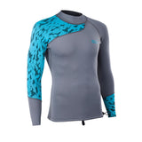 ION Neo Top 0.5 LS men Langarmshirt grau blau mit Fischprint Neopren Frontansicht