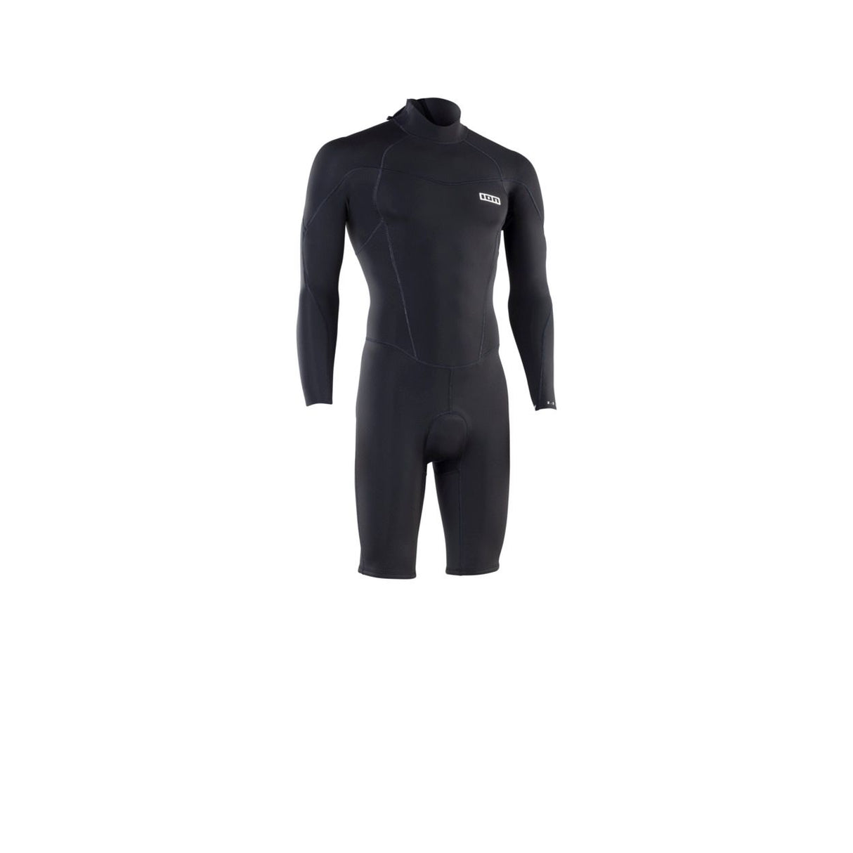 ION Element 2/2 Shorty LS Back Zip schwarz, Neoprenanzug mit Rückenverschluss, Frontansicht