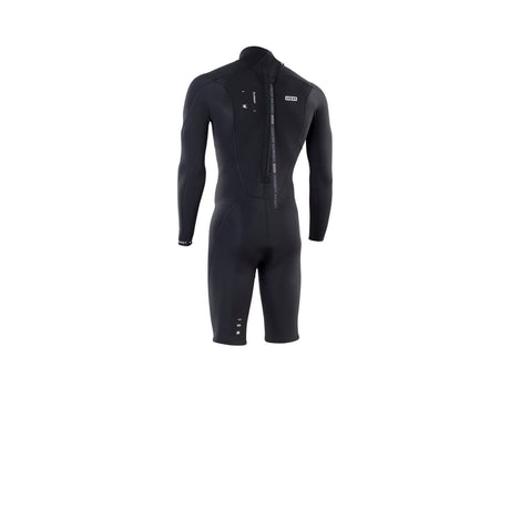 ION Element 2/2 Shorty LS Back Zip 2026, schwarzer Neopren-Shorty mit langen Ärmeln, Rückenreißverschluss, Rückenansicht