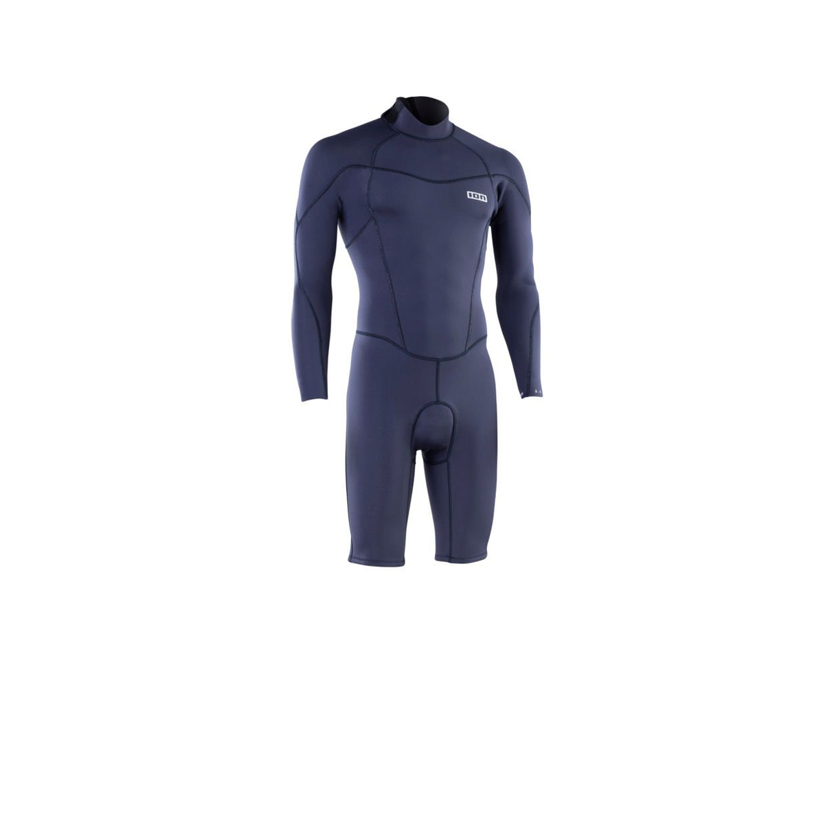 ION Element 2/2 Shorty LS Back Zip 2026 Neoprenanzug in Dunkelblau, Frontansicht, Langarm mit Rückenverschluss