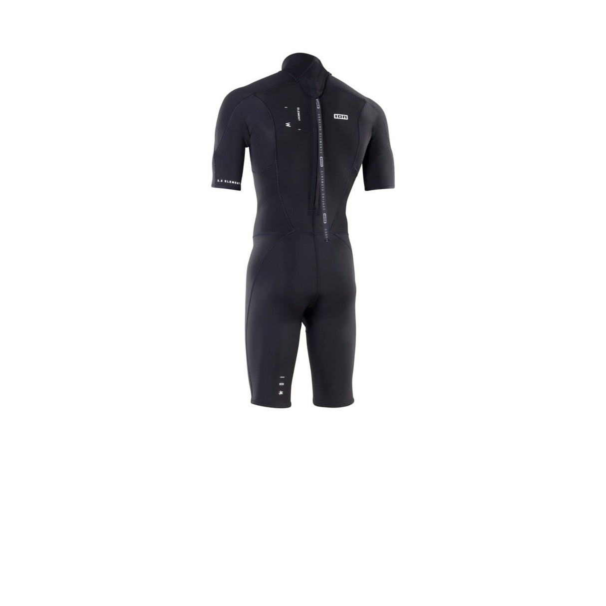 ION Element 2/2 Shorty SS Back Zip 2026, schwarzer Neoprenanzug mit Rückenreißverschluss, Frontalansicht