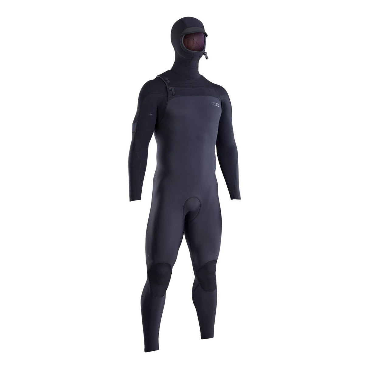 ION Seek Amp 6/5 Herren Neoprenanzug mit Kapuze und Front Zip in Schwarz, Frontalansicht