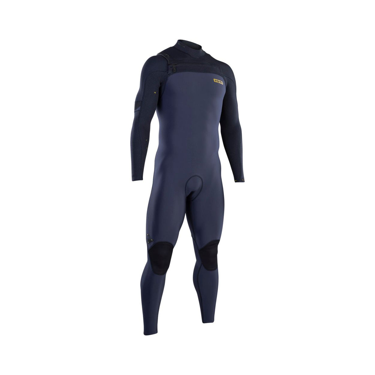 ION Seek Amp 5/4 Front Zip Neoprenanzug in Dunkelblau mit schwarzen Verstärkungen, Frontalansicht