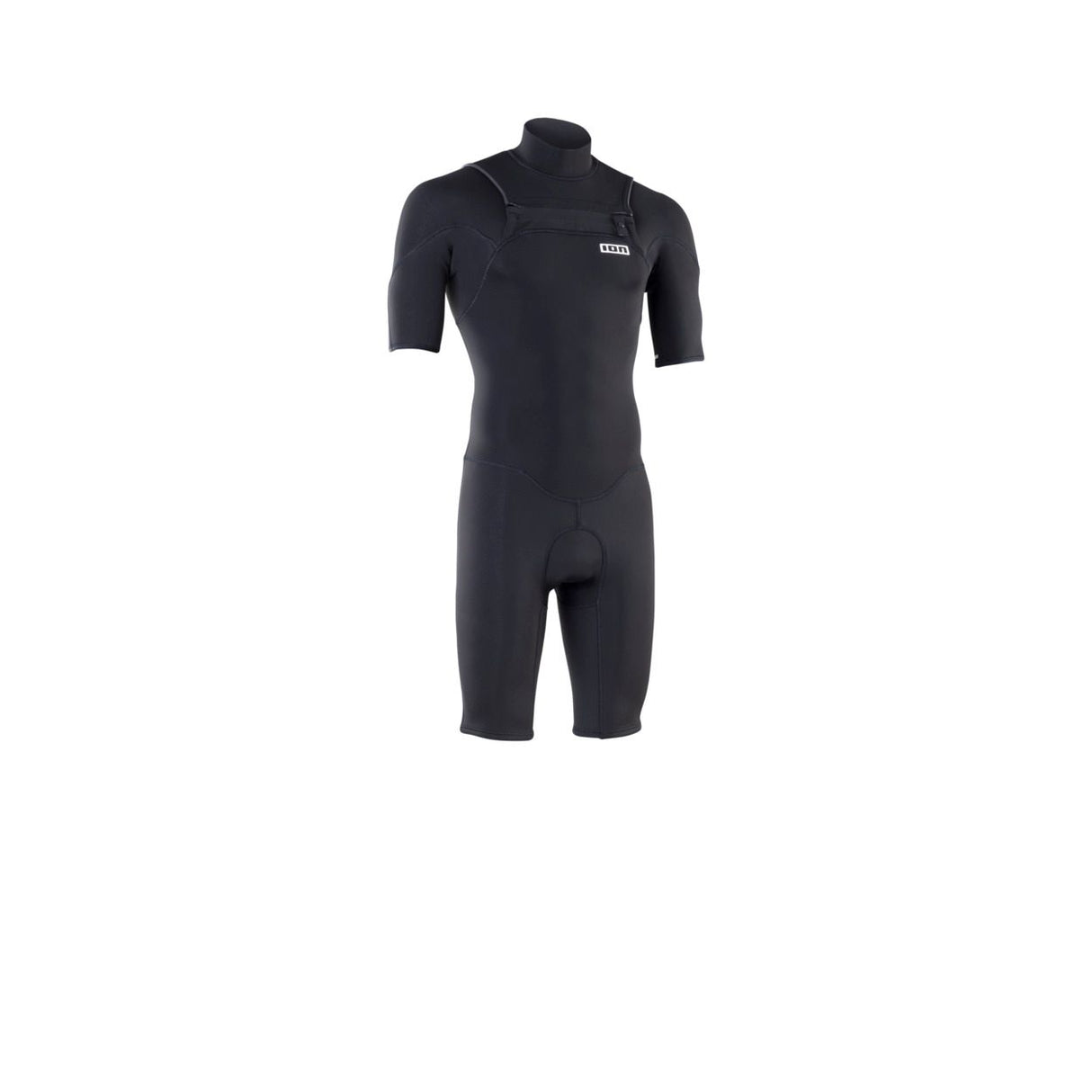 ION Element 2/2 Shorty SS Front Zip 2026 schwarzer Neoprenanzug mit Frontreißverschluss, Frontansicht