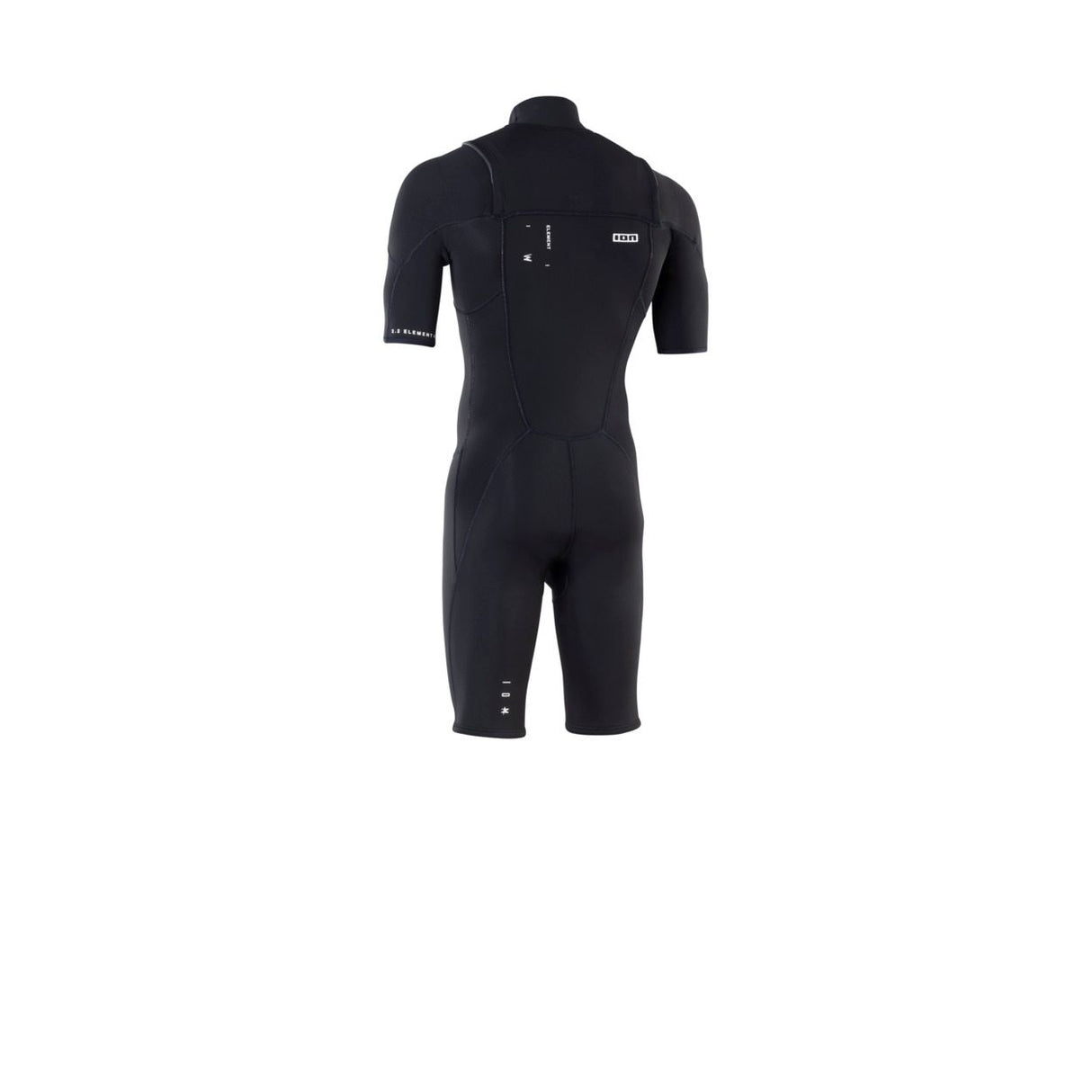 ION Element 2/2 Shorty SS Front Zip Neoprenanzug in Schwarz, Frontansicht, Kurzarm Surfanzug mit Reißverschluss