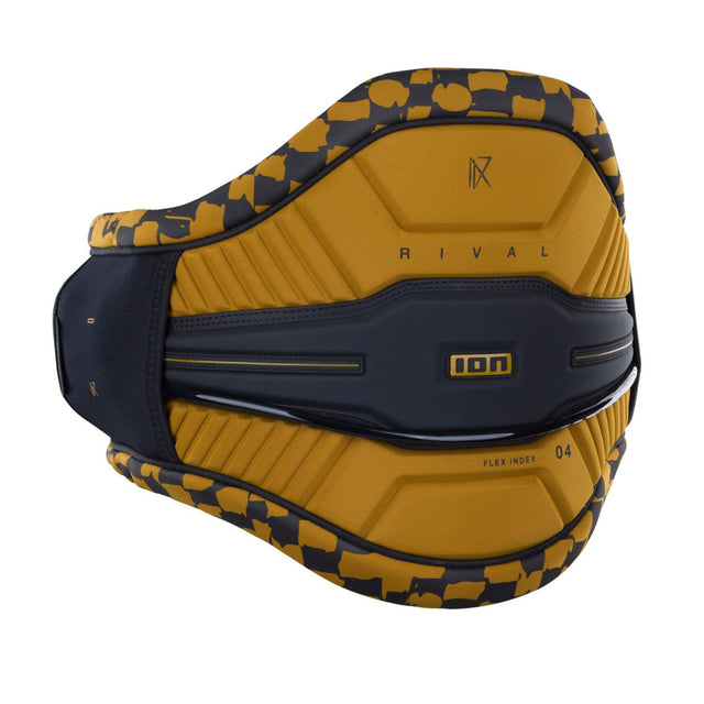 ION Rival Kite Trapez Herren 2026, Goldgelb-Schwarz, Frontansicht, gepolstertes Kiteboard-Trapez mit Flex-Inlet-System